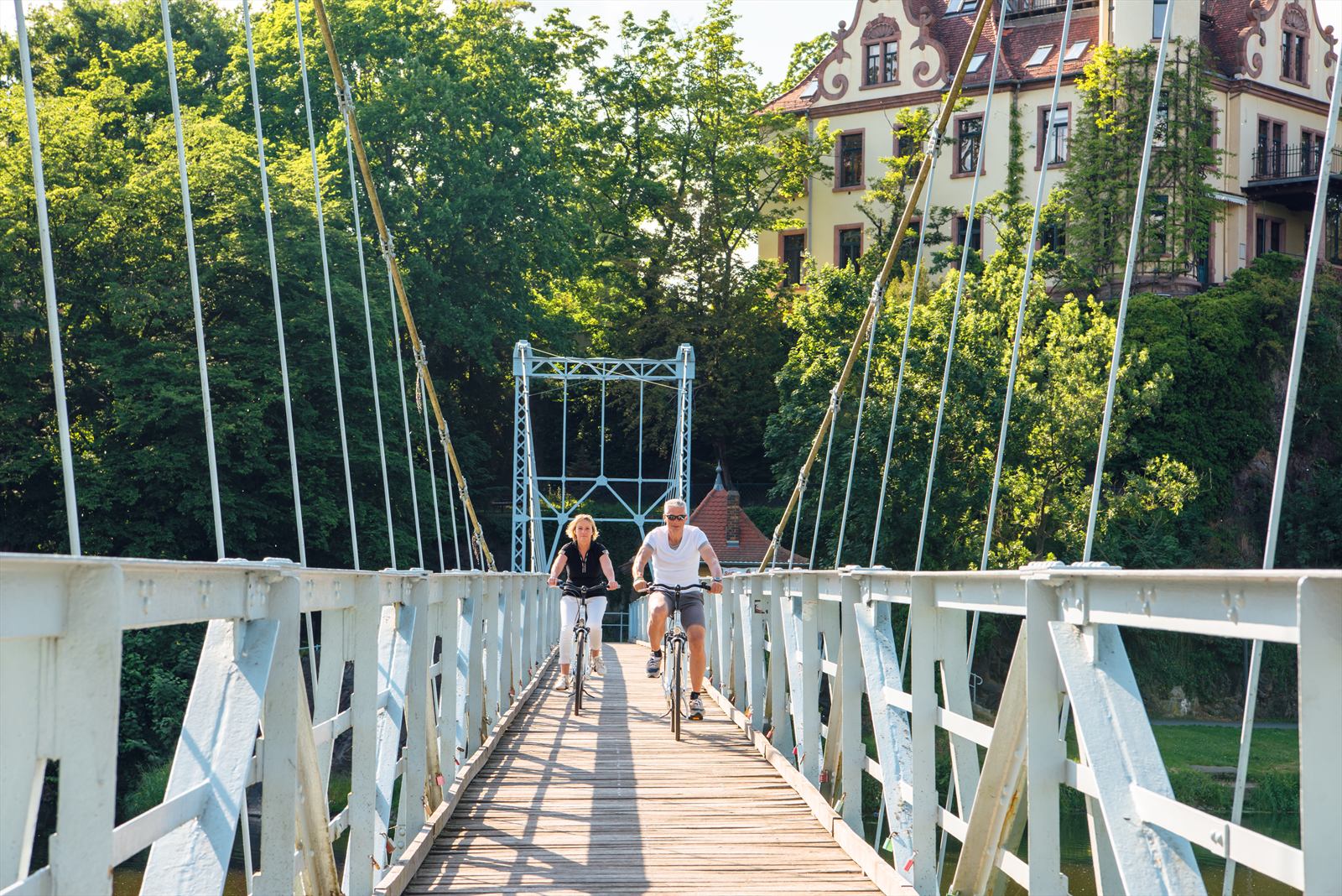 Hängebrücke am Mulderadweg bei Höfgen